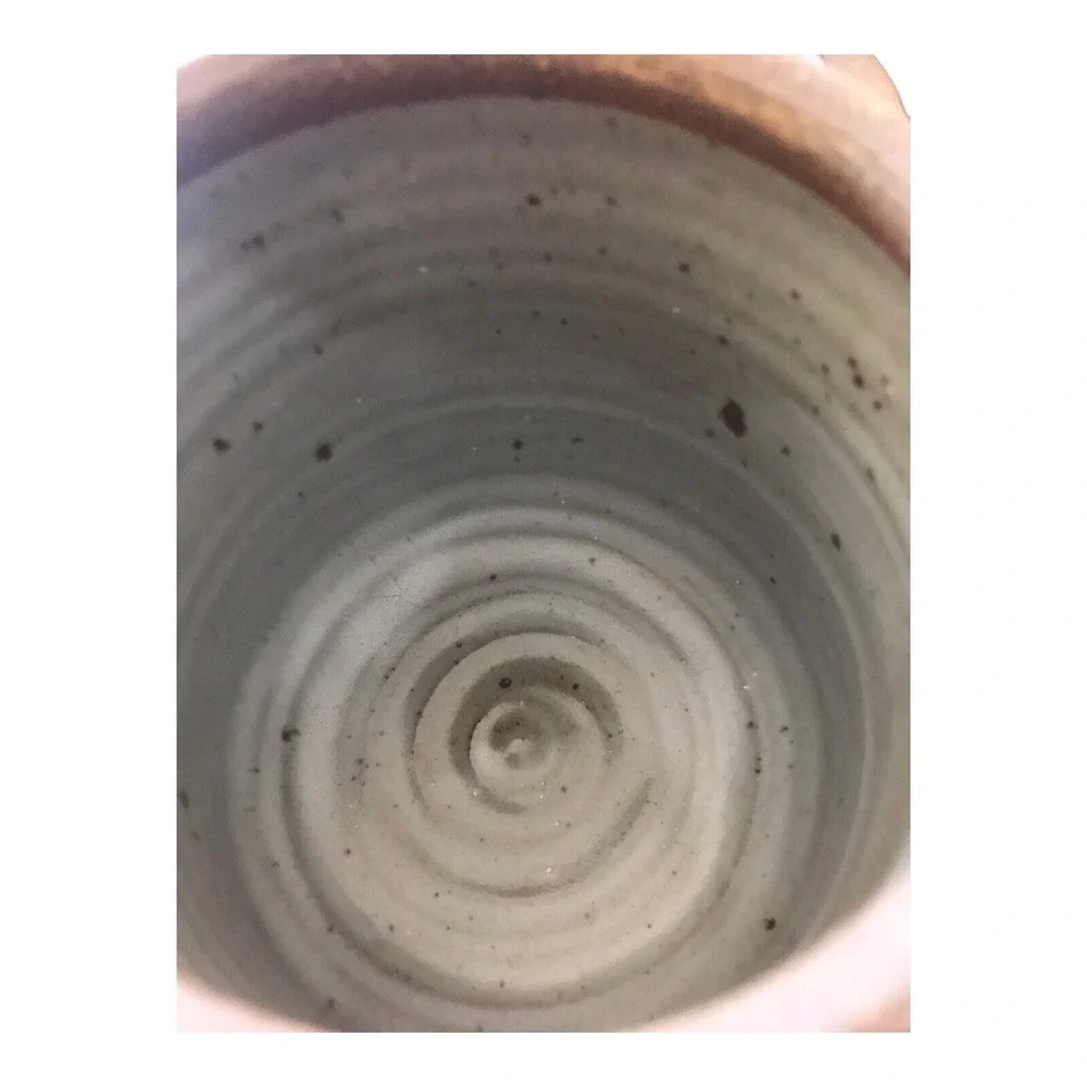 Mushroom Stoneware canister with‎ lid ~ signed